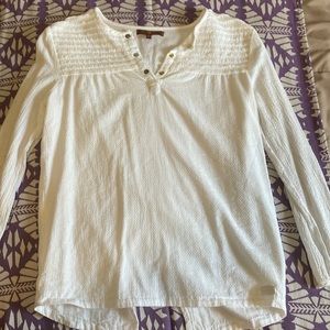 Long sleeve white blouse, size XL but wears like a small, 100% cotton
